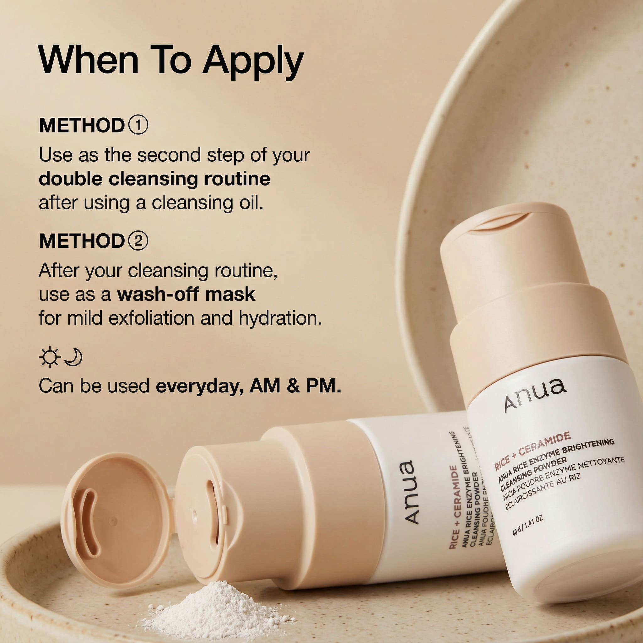 ANUA  Rice Enzyme Brightening Cleansing Powder, 40g