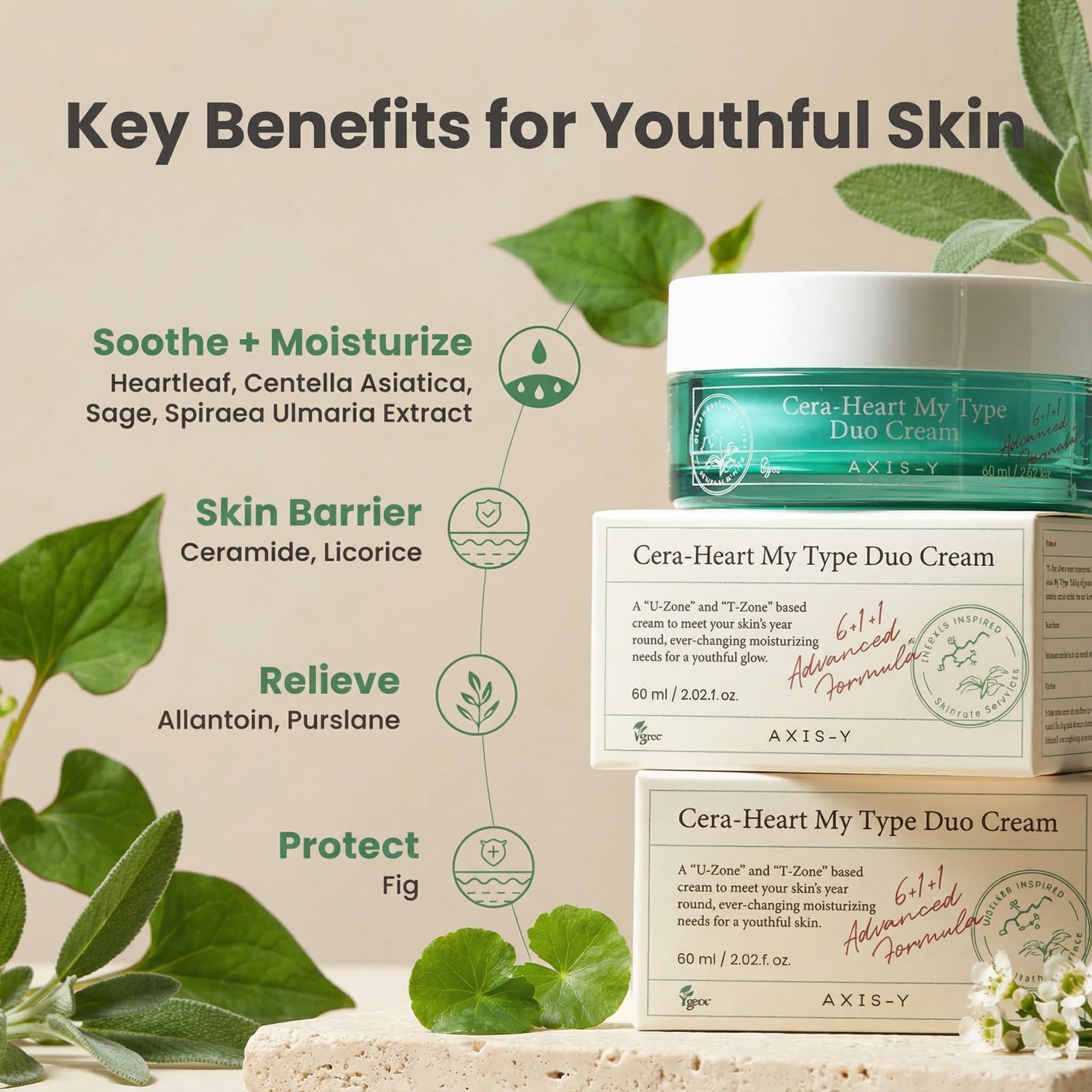 Axis-Y Cera Heart My Type Duo Cream Moisturizing Face Cream 60ml