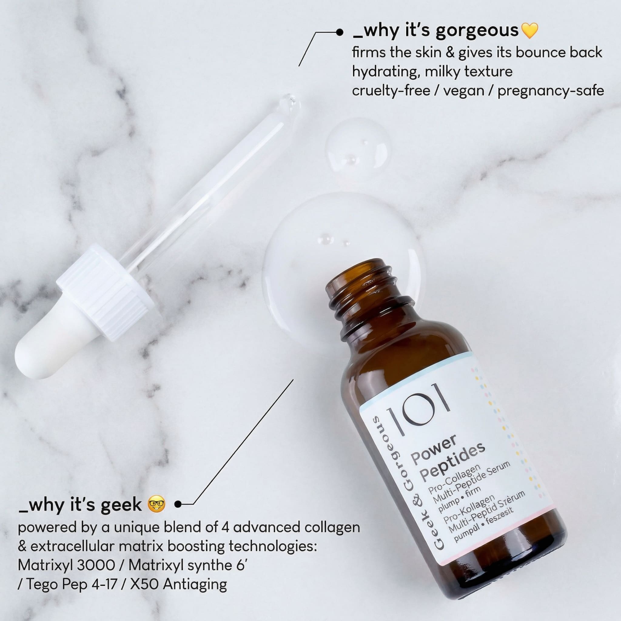 Geek & Gorgeous Power Peptides Pro-Collagen Multi-Peptide Serum, 30ml