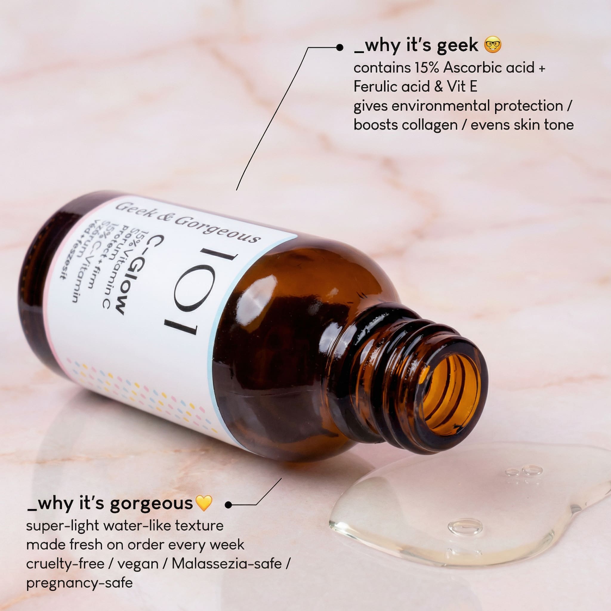 Geek & Gorgeous 101 C-Glow 15% Vitamin C (Ascorbic Acid) Serum 30ml